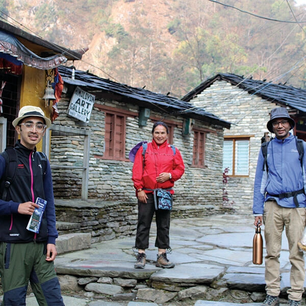 Family in Birethanti which is gateway for this trek